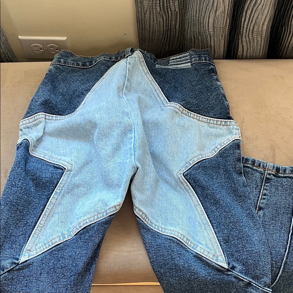 REVICE Two-Tone Blue High Rise Patchwork Jeans - Picture 3 of 16